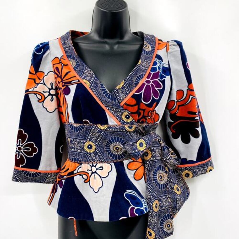 Athropologie Floral Wrap Blouse